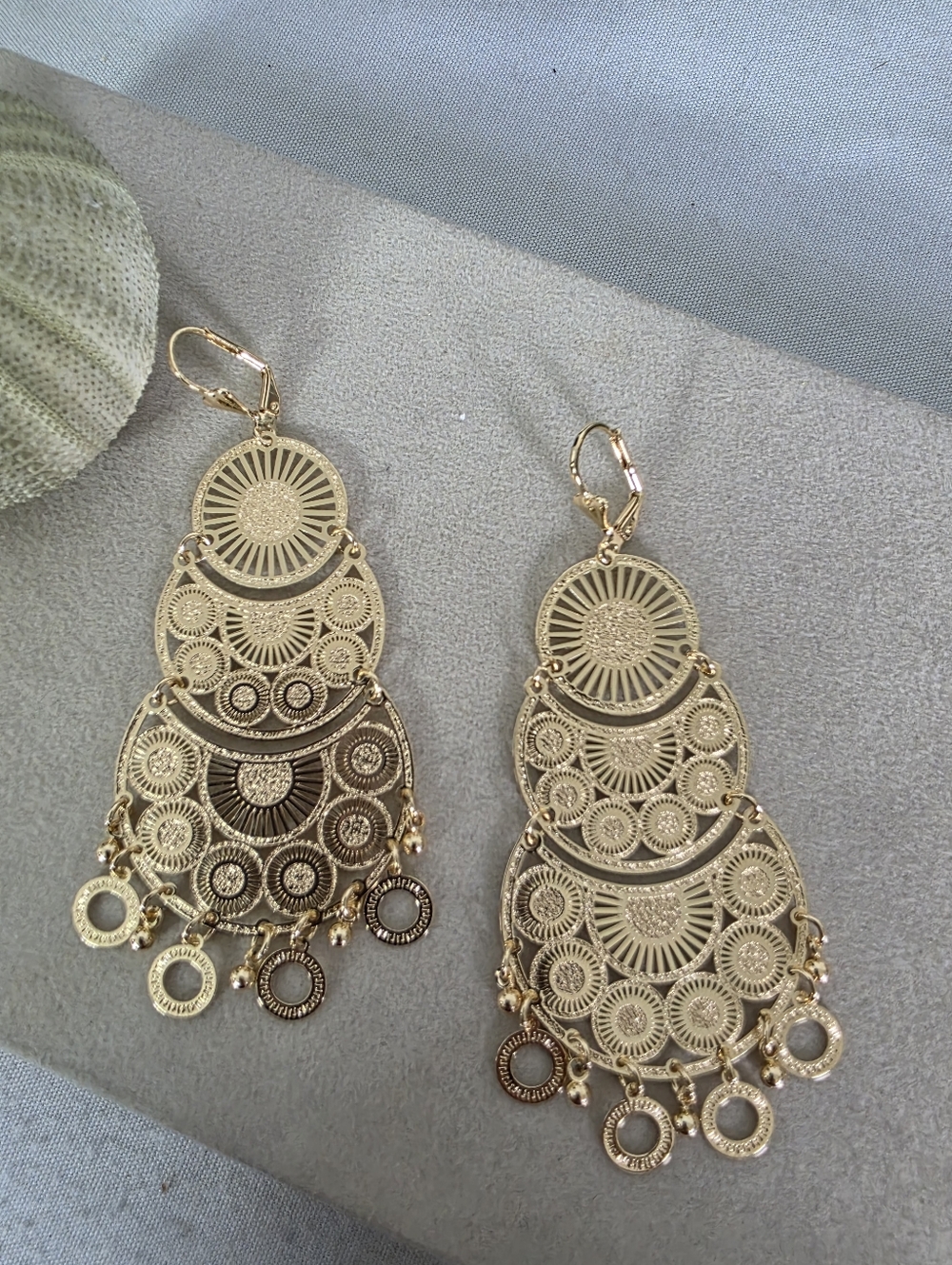 Boho Gold Filled Filigree Design Chandelier Earrings